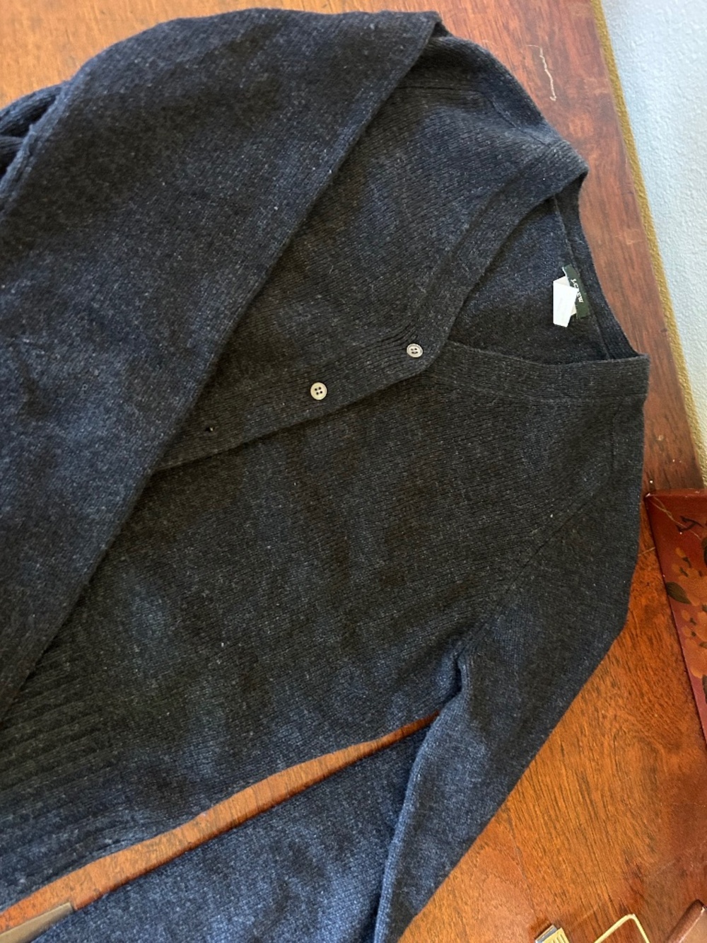 J.Crew 100% Lambswool Charcoal Gray V-Neck Cardigan S